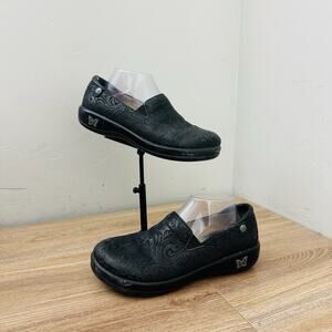 Alegria Keli Black Embossed Slip On Clog Women’s Size 9